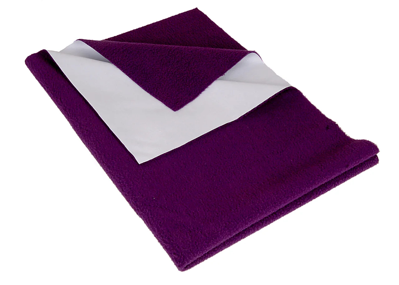 Plum folded textile with a white reverse surface